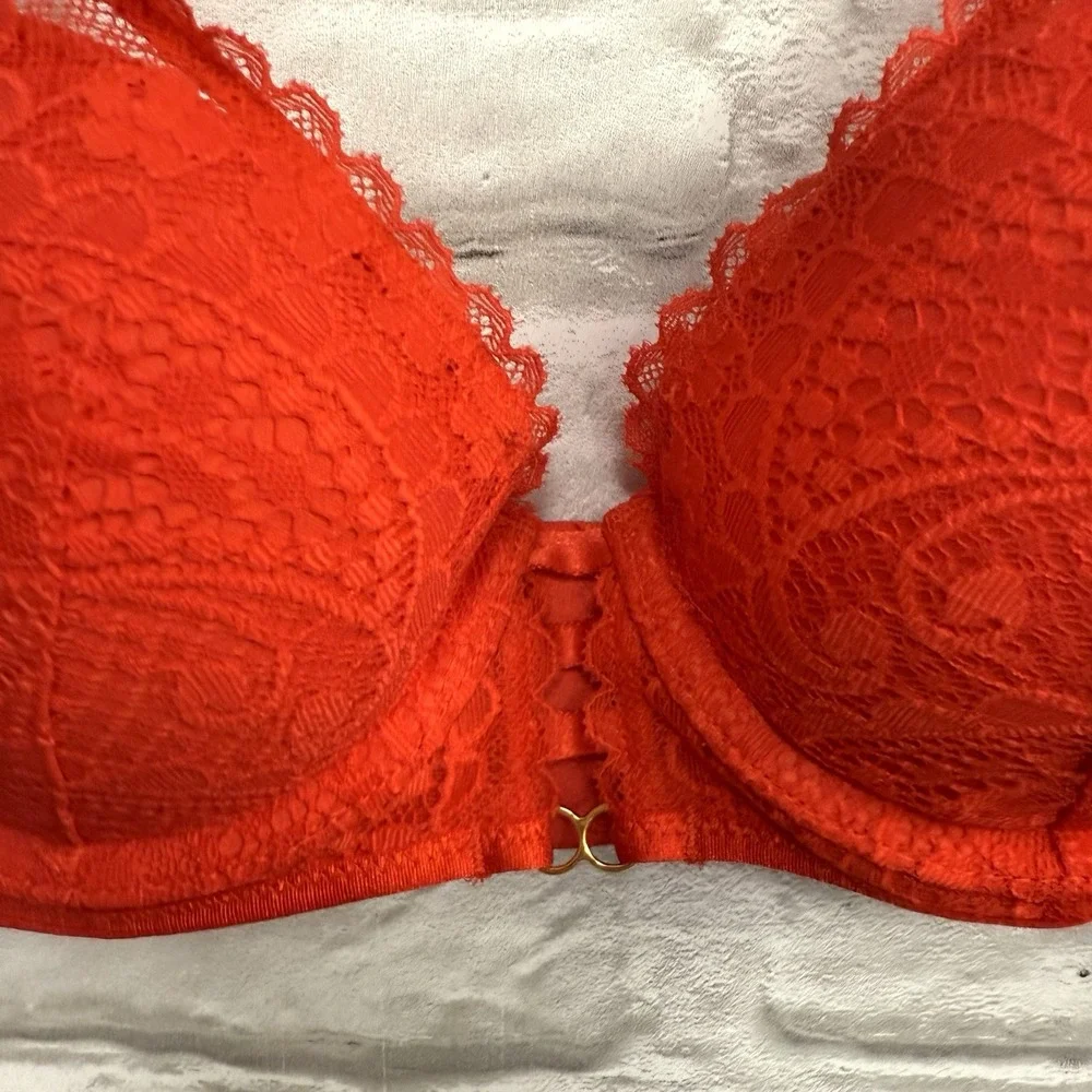 AERIE REAL POWER PLUNGE PUSH UP PAISLEY LACE BRA‎ RED SIZE 32B NWT